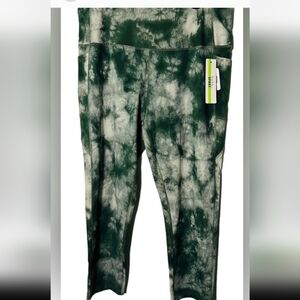 Nicole Miller Leggings Plus Size 3X Green, White & Beige NWT